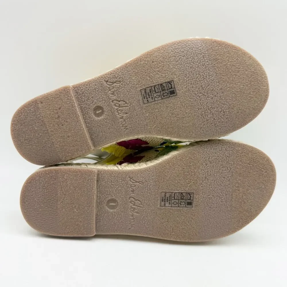 Sam Edelman Kids Kayden Slingback Sandal US 1 M Beige Multicolor Leather NIB